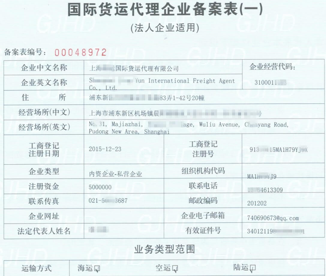上海國際貨運代理企業(yè)備案表-代辦-上海炫園企業(yè)登記代理有限公司